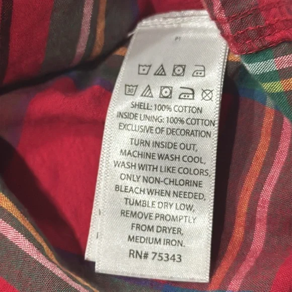 Tommy Bahama Boys Red Plaid Button Down Shirt - Picture 6 of 7